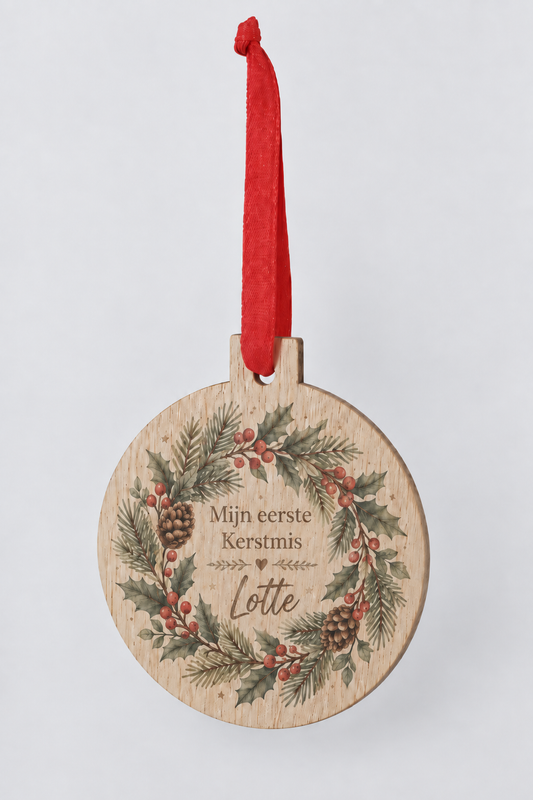 Adorno de Navidad personalizado de madera para primera Navidad con nombre