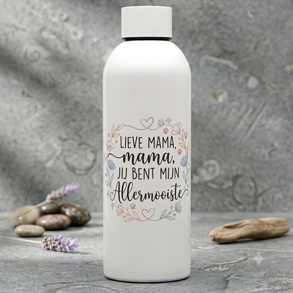 Botella personalizada para mamá con frase especial