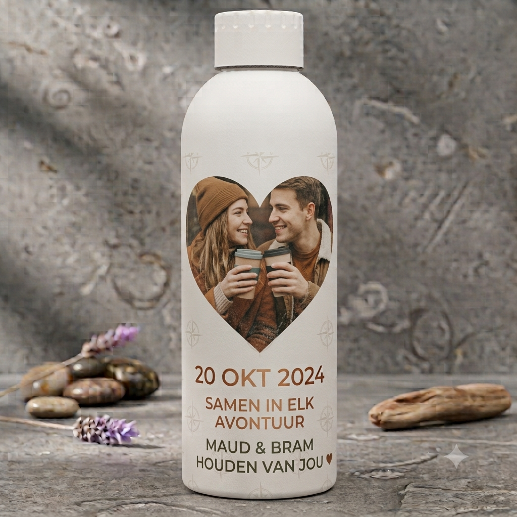 Botella personalizada para pareja con diseño y mensaje especial
