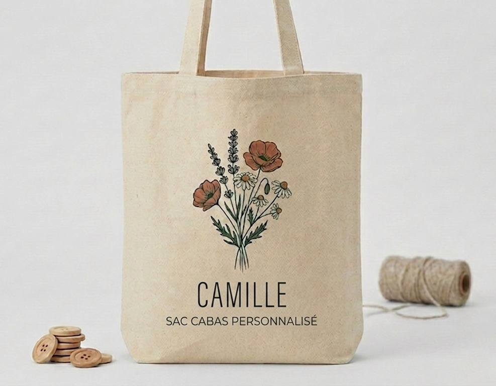 Sac fourre-tout en lin personnalisé