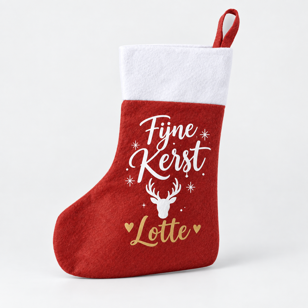 Gepersonaliseerde kerstsok met naam en kerstgroet