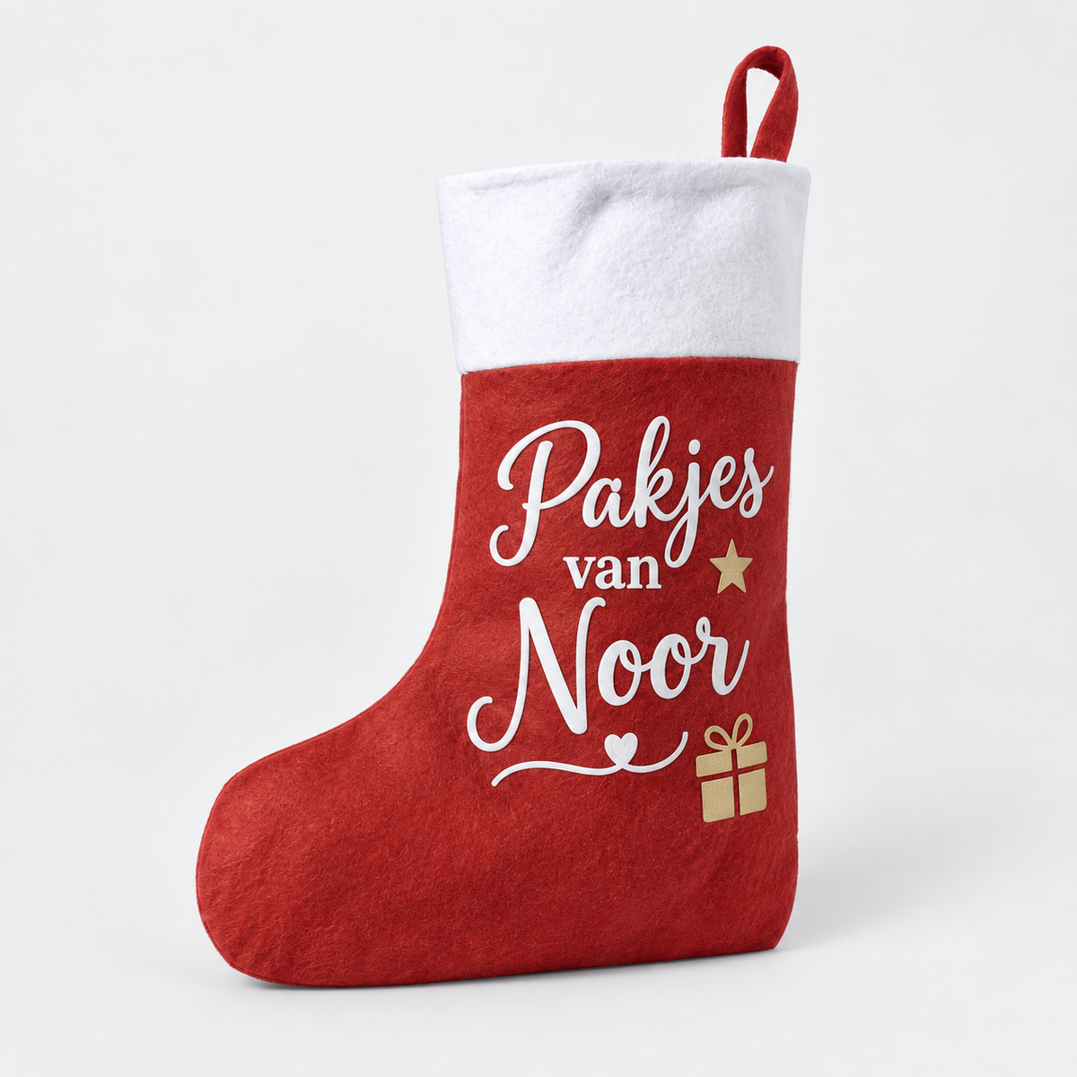 Gepersonaliseerde kerstsok met naam en kerstontwerp