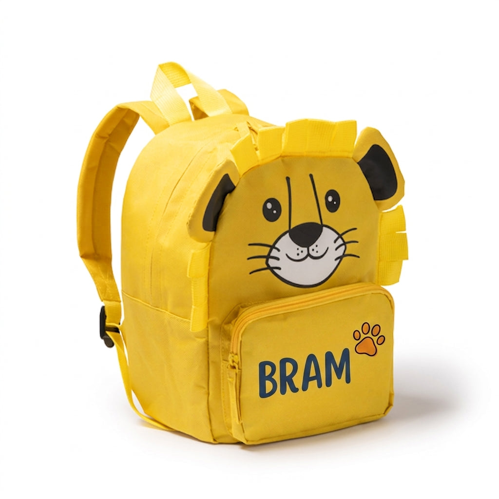 Mochila infantil personalizada con nombre y diseño de león