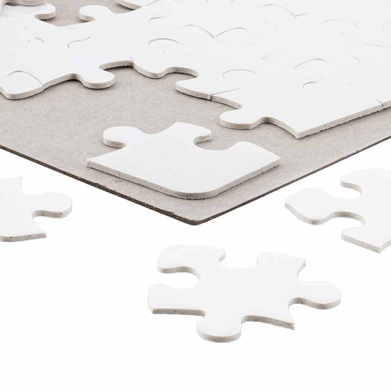 Detail van de stukjes van een personaliseerbare puzzel van 80 stukjes