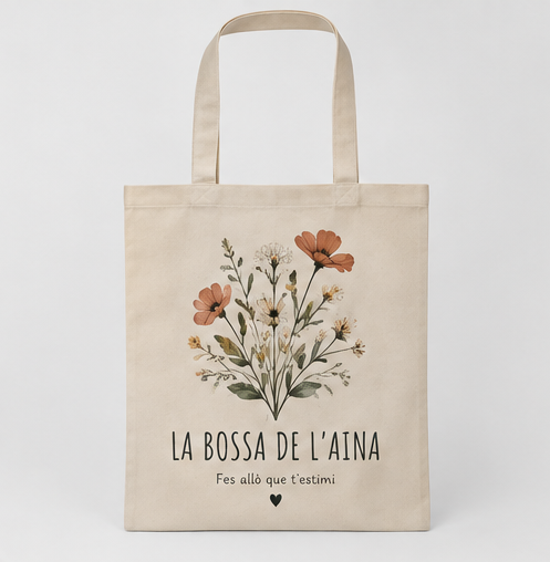 Tote bag personalizada con nombre y diseño floral